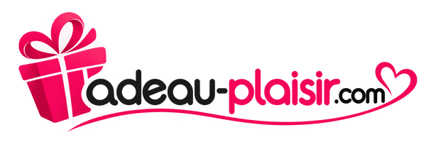 Logo Cadeau-Plaisir.com rose avec cadeau, ruban et cœur.